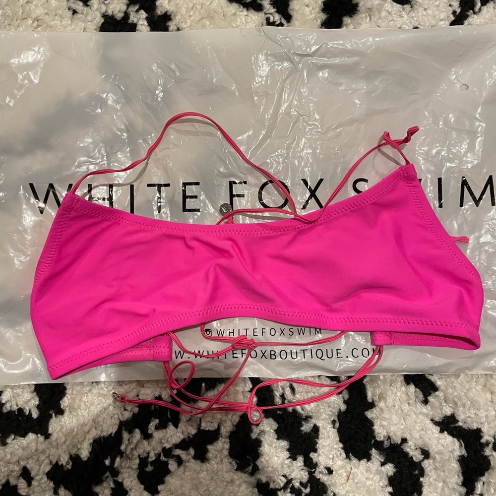 White Fox Swim hot pink top size Small